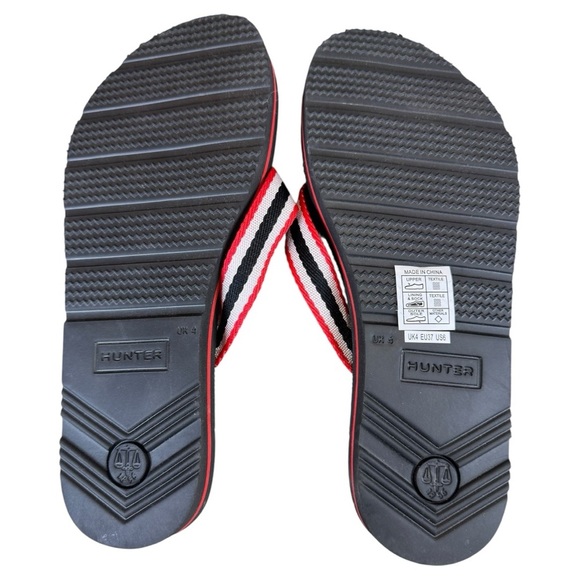Hunter Red White Black Logo Flip-Flops Women’s Size 6 New Without Box - Picture 5 of 6